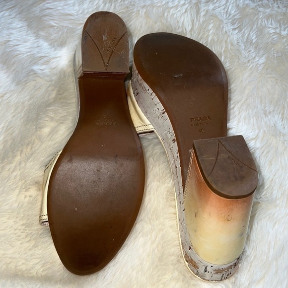 Prada Patent Leather Ombré Cork Platform Heels - Picture 5 of 12